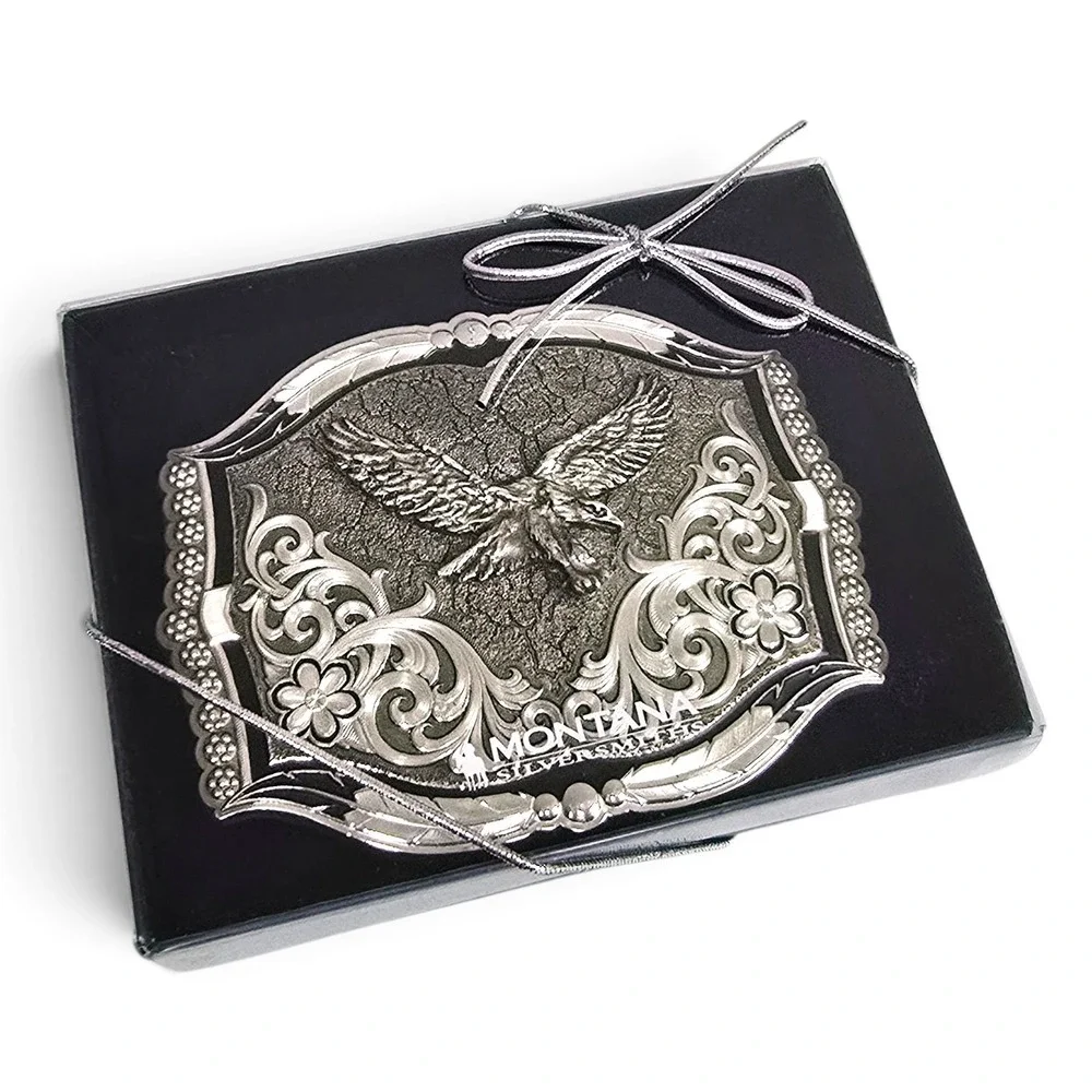 Montana Silversmiths Silver Cracked Earth Eagle Buckle Retail $140 NEW NIB